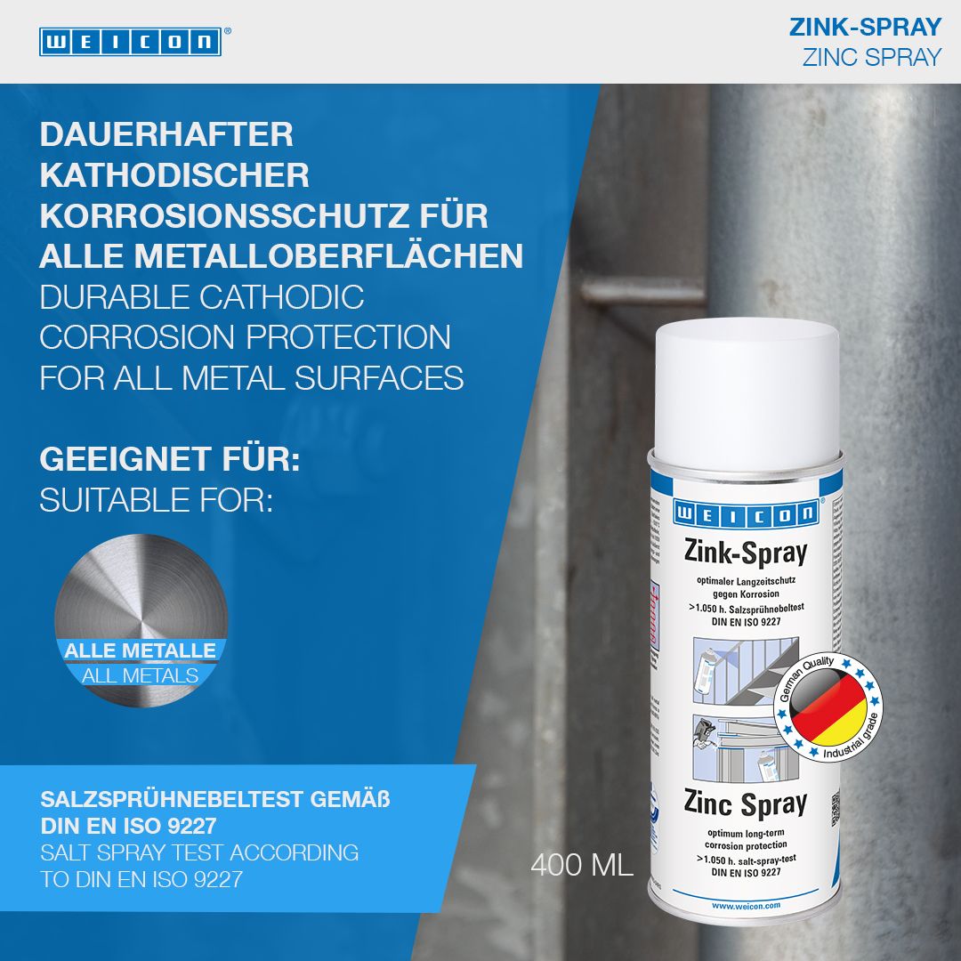 WEICON Zink-Spray 400 ml Rostschutzspray mit mikro Zink- und Aluminiumpigmenten