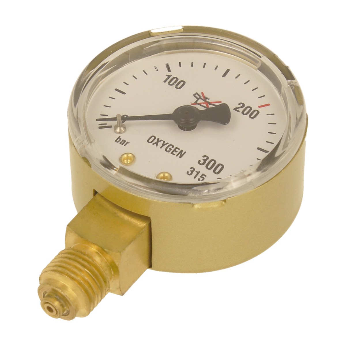 Manometer Sauerstoff EInfachskala 0-315 bar 1/4" Anschluss 50 mm