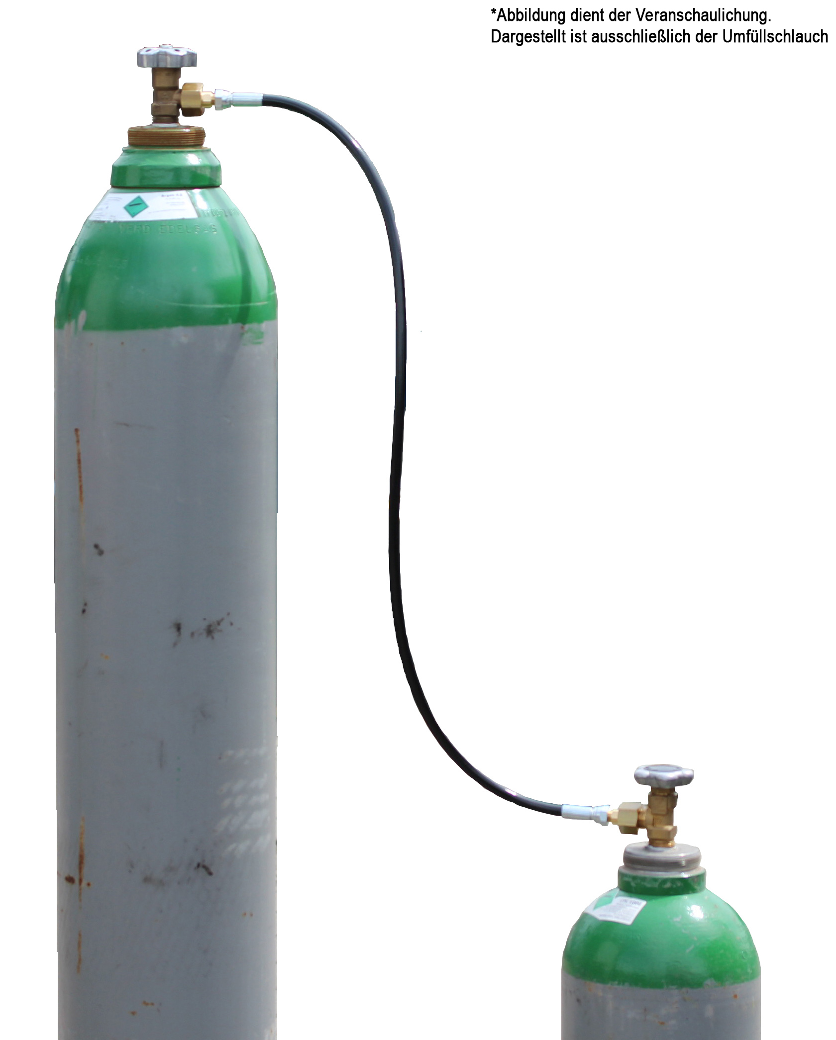 Umfüllschlauch für Argon, CO2, Schutzgas DIN Ballongas - 1 m, beidseitig W 21,8 x 1/14"