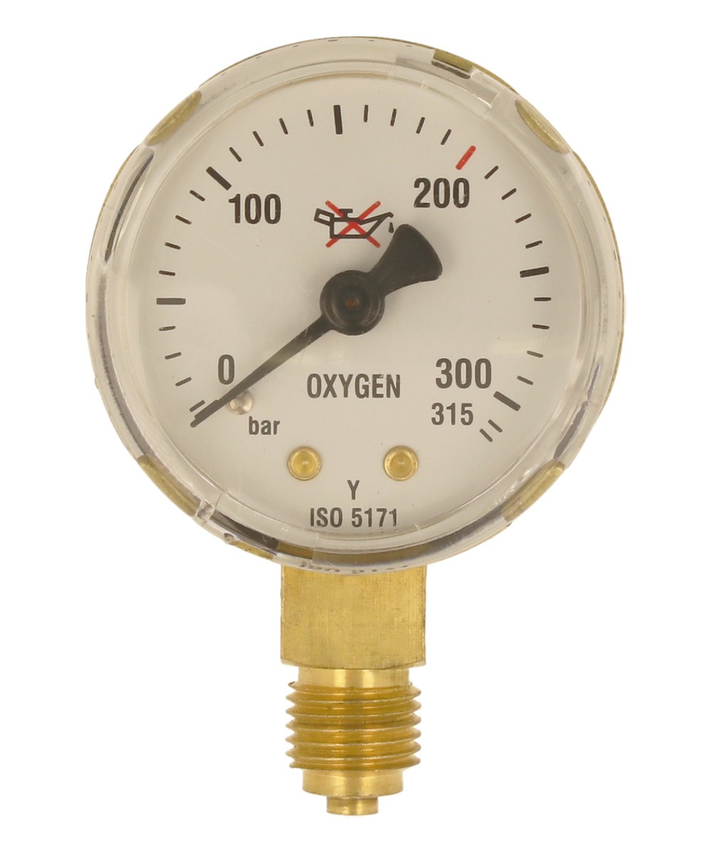 Manometer Sauerstoff EInfachskala 0-315 bar 1/4" Anschluss 50 mm