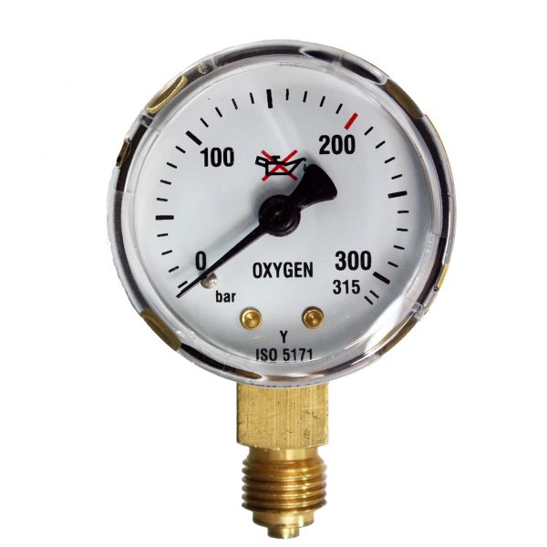 Manometer Sauerstoff Einfachskala 1/4" 0-315 bar Anschluss 50 mm