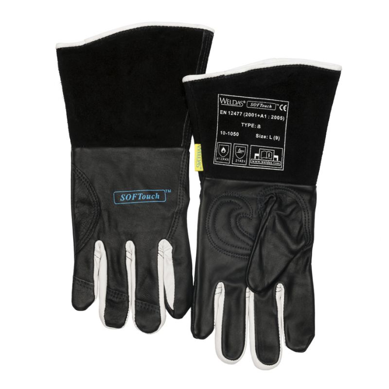  Schweißerhandschuhe Wig SOFTouch™, schwarzes Rindglattleder und weisses Ziegenleder zwischen den Fingern Gr. XL