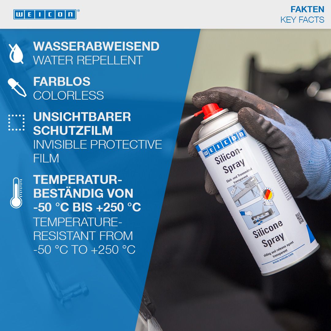 WEICON Silicon-Spray 400 ml transparent für Kunststoff, Gummi & Metall