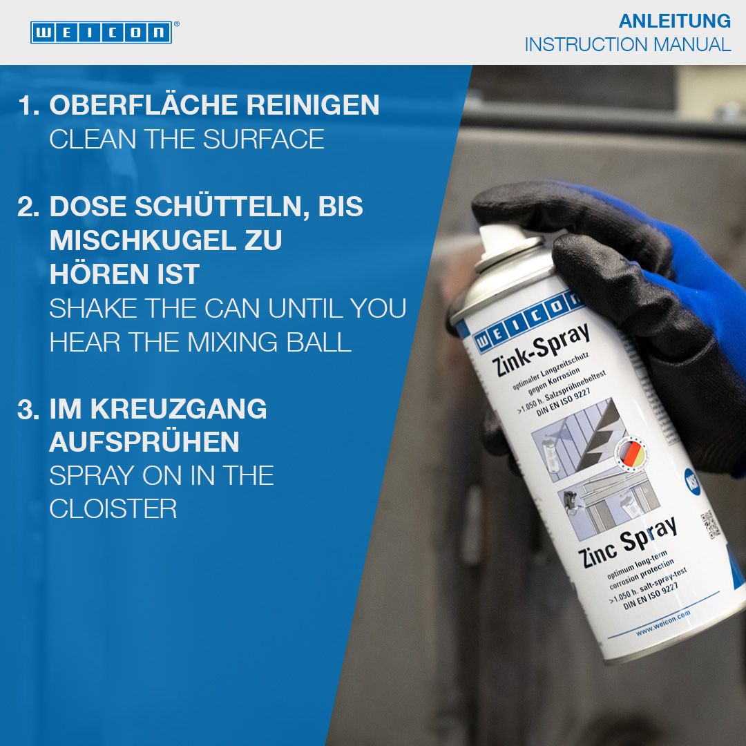 WEICON Zink-Spray 400 ml Rostschutzspray mit mikro Zink- und Aluminiumpigmenten